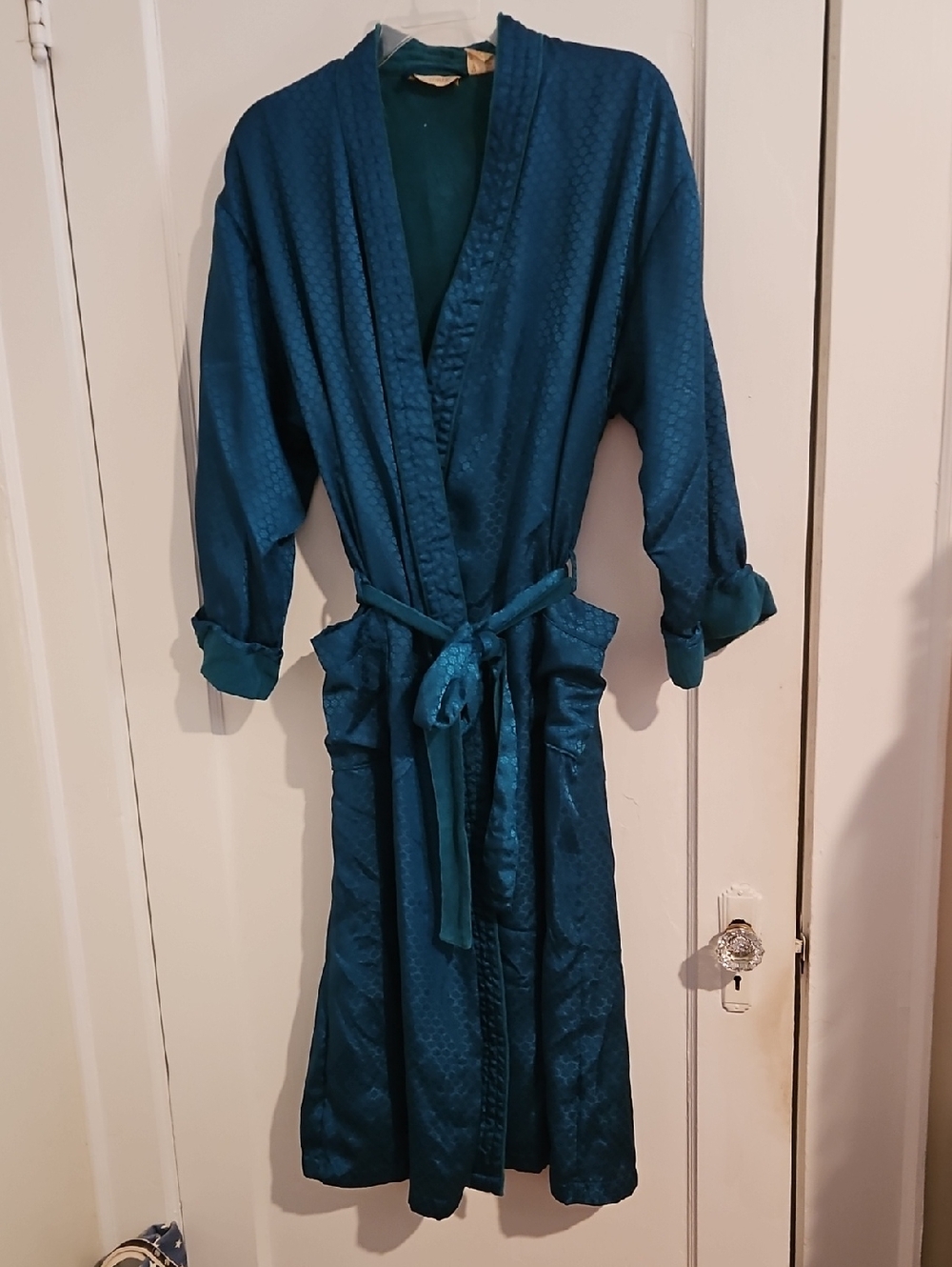 Victoria's Secret Teal Satin and Terry Cloth Robe Size Small
